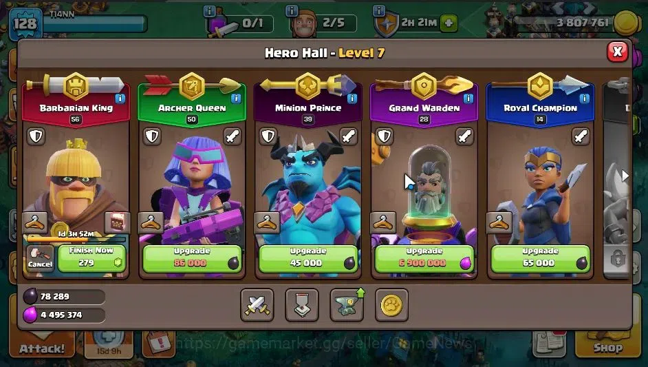 Clash of Clans Accounts LV 128|TH 13-BH 9|HH 7|BK 56,AQ 50,GW 28,MP 38,RC image 7