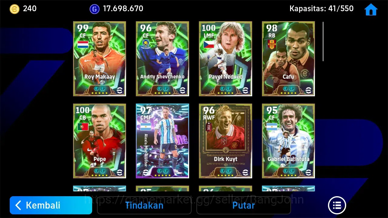 eFootball Accounts Legends & Iconic Players ANDROID|PW 3205|Roy Makaay,Pavel Nedved,Pepe,Justin Hubner,Marco Van Basten,Lee 6
