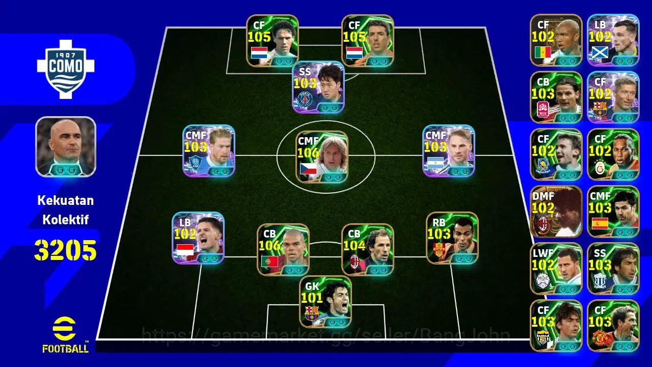 eFootball Accounts Legends & Iconic Players ANDROID|PW 3205|Roy Makaay,Pavel Nedved,Pepe,Justin Hubner,Marco Van Basten,Lee 9