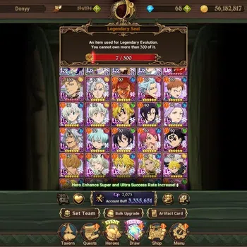 The Seven Deadly Sins: Grand Cross Accounts Endgame GLOBAL|3,3M CC|3 LR + 11 UR +Full Gachiakuta|Q Diane,L Meli,MerEsca,N