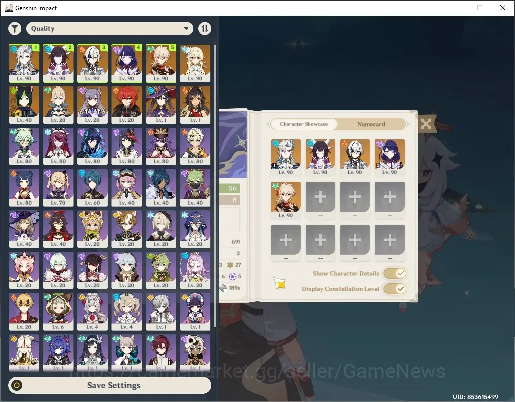 Genshin Impact Accounts Mid Game ASIA|AR 56|Rate On|8 Limit + 6 (*5 Weap)|(Raiden C2,Arlec)+Sign,Neuvill 1