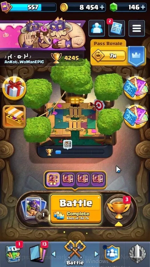 Clash Royale Accounts High-End Lv 557|Trophy 4245|KTL 10|Arena 13|Card 70/122|1 HERO 4 EVO 3 Legend 18 Epic 23 Rare 26 1