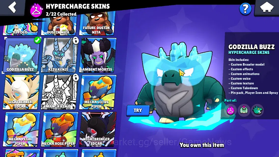 Brawl Stars Accounts 21875 Trophy|77 Brawler 19 Max|UL Kaze|167 Skin, HyperC(Godzilla Buzz,Black Buzz),5 Legend,6 Mythic,63 16