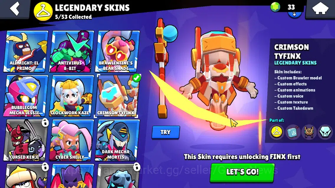 Brawl Stars Accounts 21875 Trophy|77 Brawler 19 Max|UL Kaze|167 Skin, HyperC(Godzilla Buzz,Black Buzz),5 Legend,6 Mythic,63 17