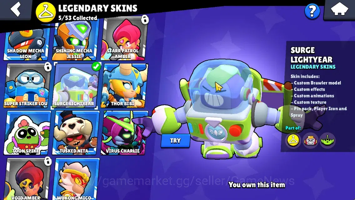 Brawl Stars Accounts 21875 Trophy|77 Brawler 19 Max|UL Kaze|167 Skin, HyperC(Godzilla Buzz,Black Buzz),5 Legend,6 Mythic,63 20