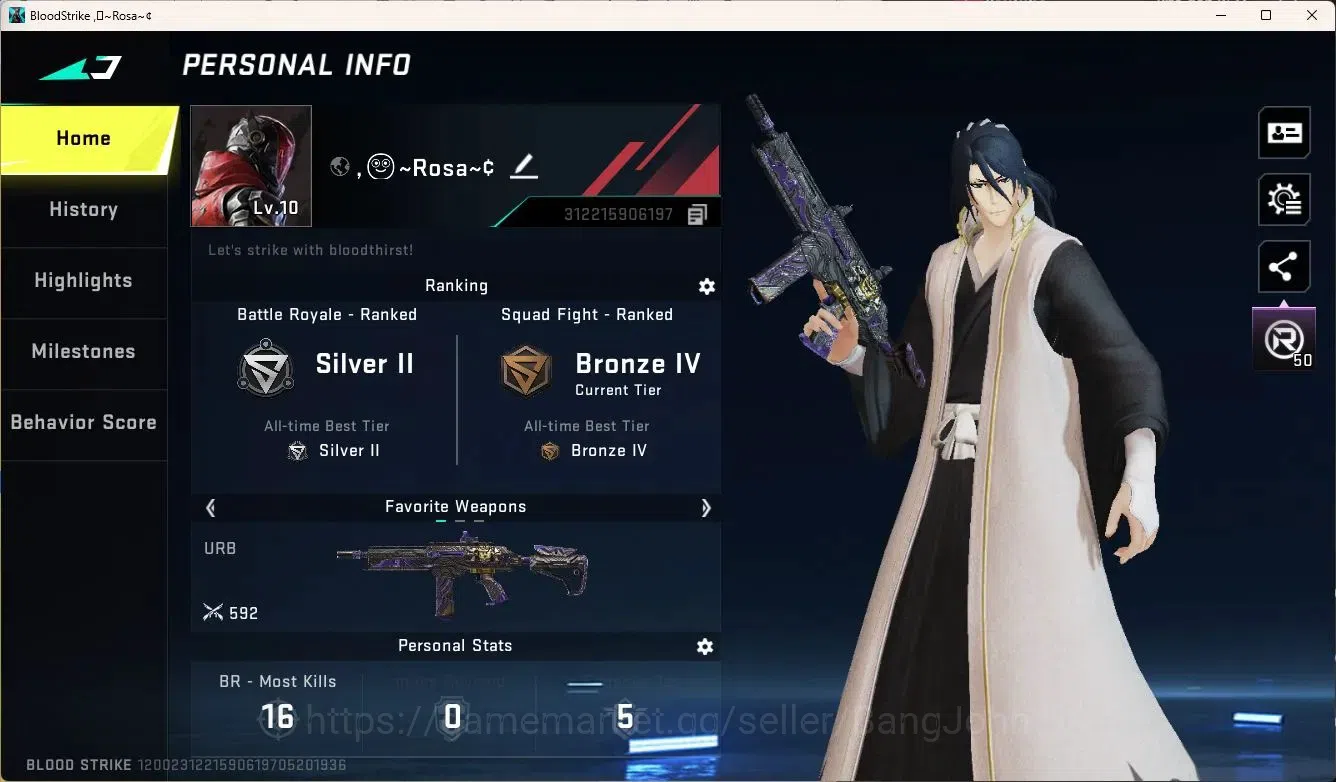 Blood Strike Accounts ASIA | BLEACH Byakuya Kuchiki | Ultra ETHAN Raid M image 1