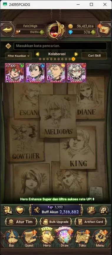The Seven Deadly Sins: Grand Cross Accounts Endgame ASIA |2,3M CC|378 DM|4 LR|5 UR|LR Mesis 2/6,ABan 5/6|UR Menor 2/6,DKM 4