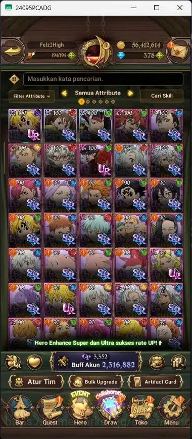 The Seven Deadly Sins: Grand Cross Accounts Endgame ASIA |2,3M CC|378 DM|4 LR|5 UR|LR Mesis 2/6,ABan 5/6|UR Menor 2/6,DKM 6