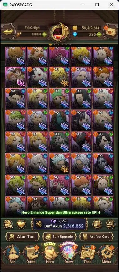 The Seven Deadly Sins: Grand Cross Accounts Endgame ASIA |2,3M CC|378 DM|4 LR|5 UR|LR Mesis 2/6,ABan 5/6|UR Menor 2/6,DKM 7