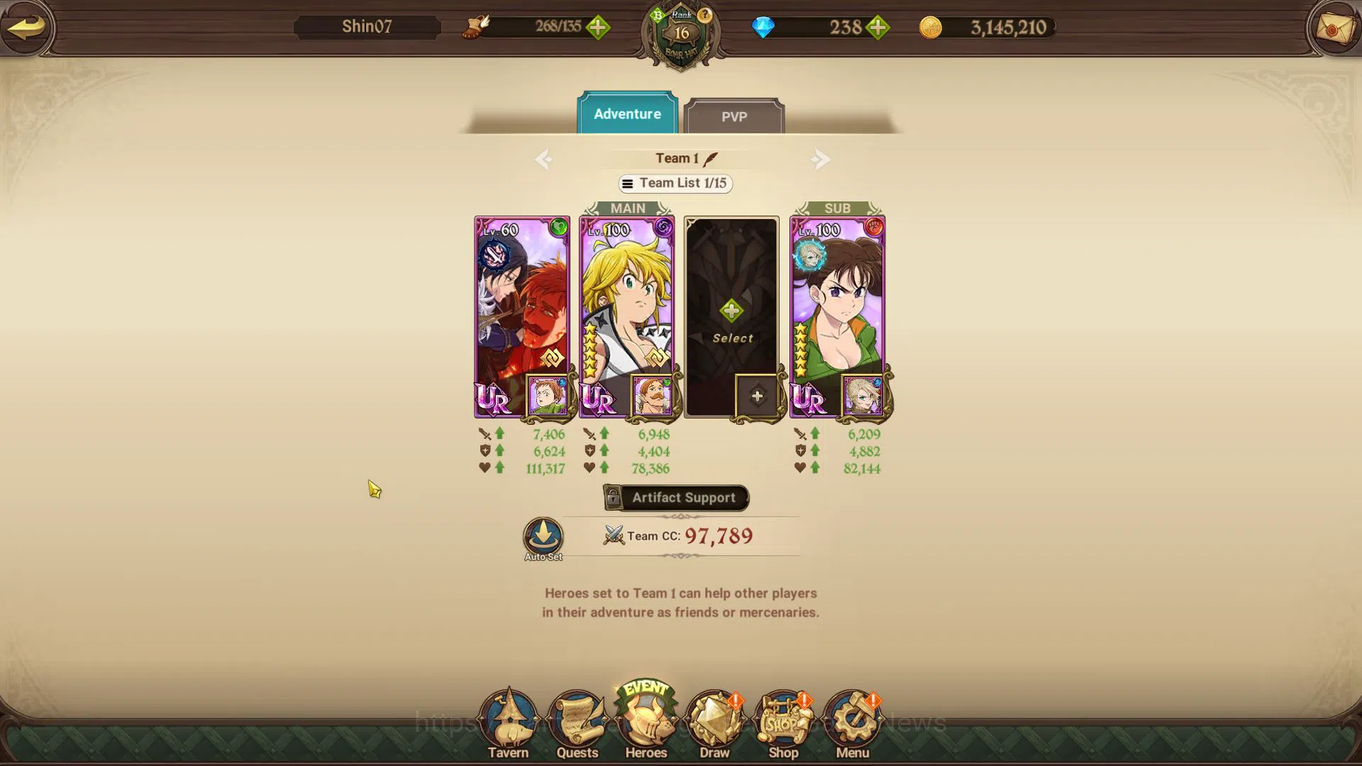 The Seven Deadly Sins: Grand Cross Accounts Starter Global | Fresh Starter Ch 2 | 1,2M CC | 238 DM | 1LR + 2 UR | Helbram 6