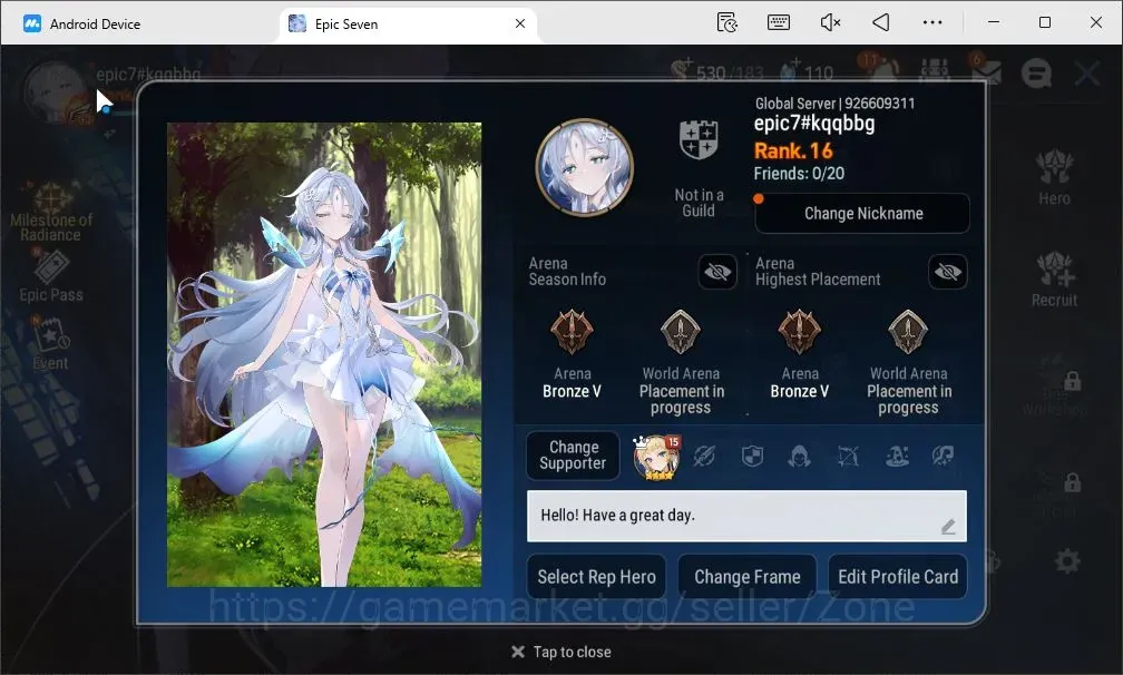 Epic Seven Accounts Starter Global|Starter Prolog|2ML(Arch.Laika,Lisette,)|PoH+Bless ON|Side Story Locked|450MM reousrce 1