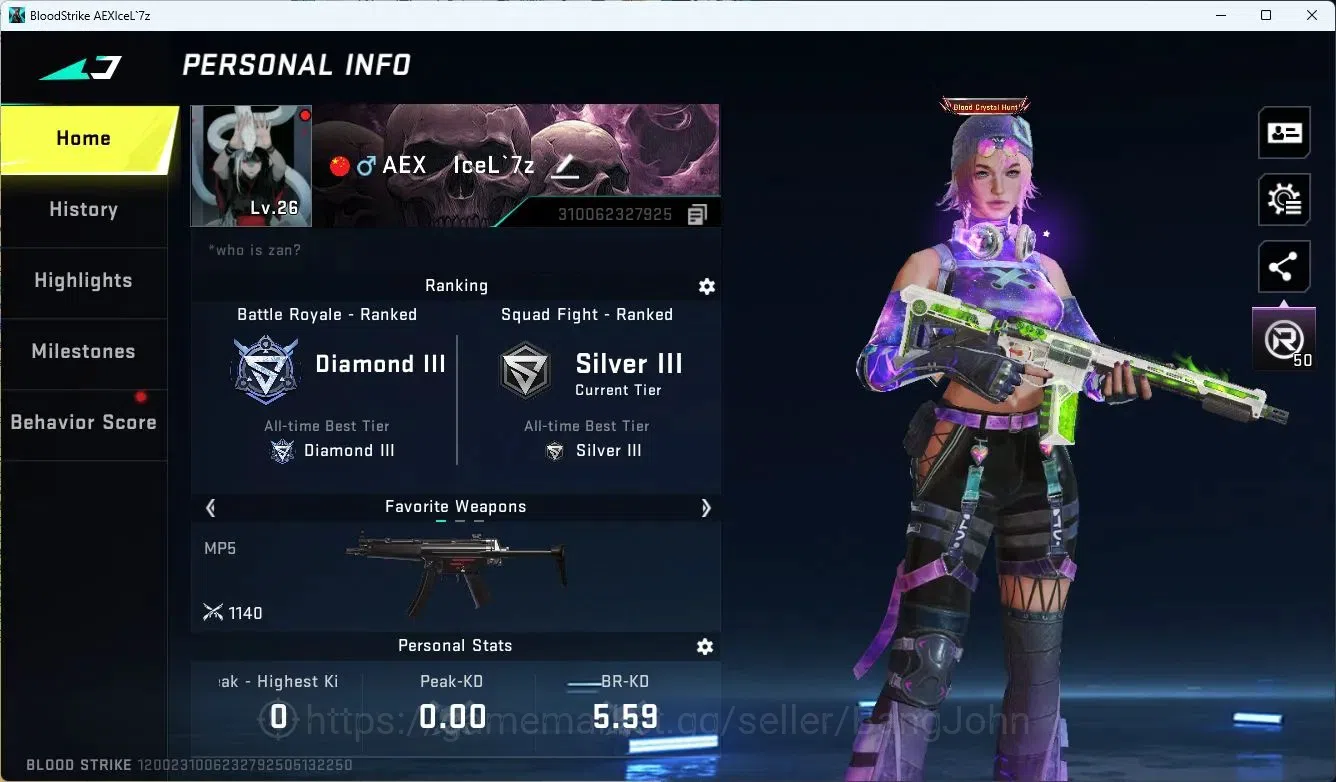 Blood Strike Accounts ASIA|ULTRA,QBZ95,AUG,M4A1,EMMA|MORE DETAIL CEK SS  image 2