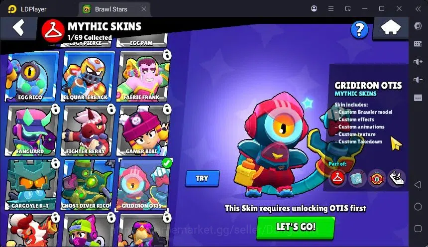 Brawl Stars Accounts Trophy 327 |10 Brawler|3 Power Lv11(Shelly,Edgar,Hank)|1 Mythic(Otis),2 Epic(Dahlia,Edgar)| Proteck Off 10