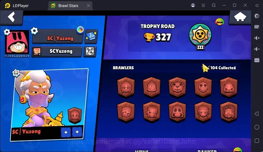 Brawl Stars Accounts Trophy 327 |10 Brawler|3 Power Lv11(Shelly,Edgar,Hank)|1 Mythic(Otis),2 Epic(Dahlia,Edgar)| Proteck Off 2