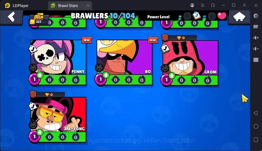 Brawl Stars Accounts Trophy 327 |10 Brawler|3 Power Lv11(Shelly,Edgar,Hank)|1 Mythic(Otis),2 Epic(Dahlia,Edgar)| Proteck Off 6