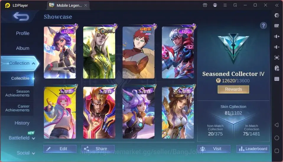 Mobile Legends: Bang Bang Accounts GLOBAL Hero 44  Skin 81  |Gaara|Epic Valir,Nana|Dt image 2