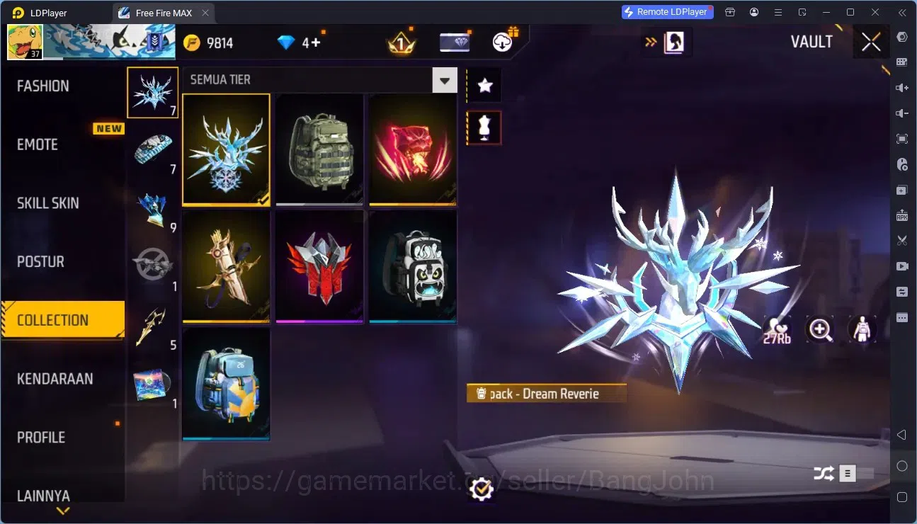 Free Fire Accounts Indonesia | M1887- Hand of Hope | Backpack Dream R image 5