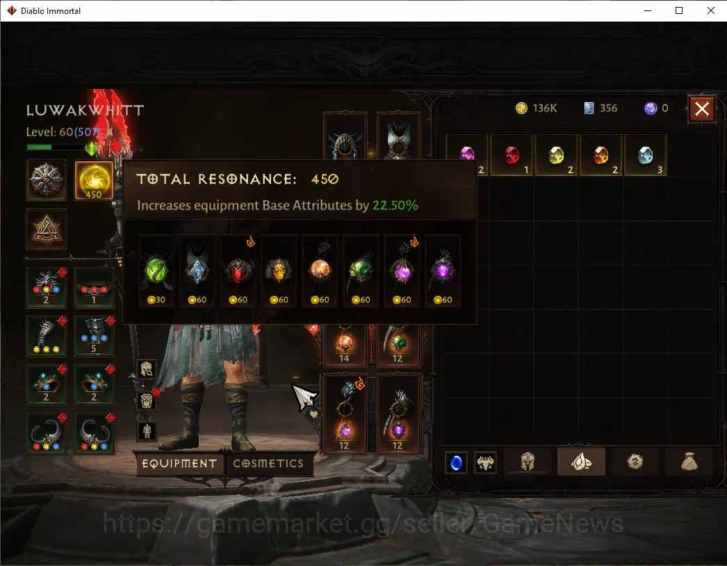 Diablo Immortal Accounts NA - High Heaven|CS ON|Lv60(507)|Druid|CR 33k|Reso image 11
