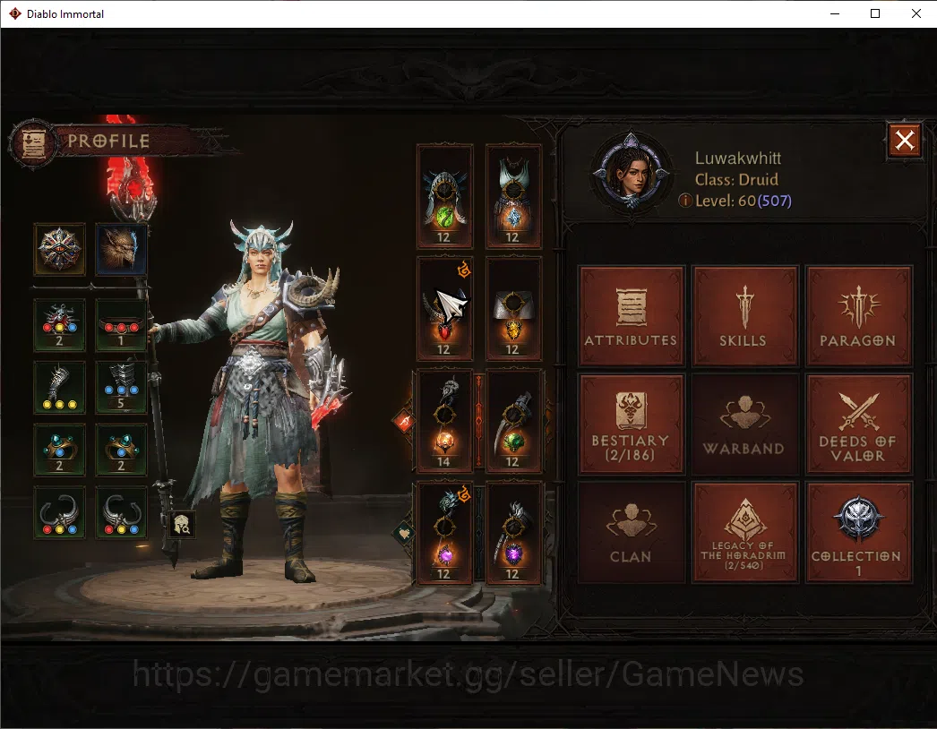 Diablo Immortal Accounts NA - High Heaven|CS ON|Lv60(507)|Druid|CR 33k|Reso image 14