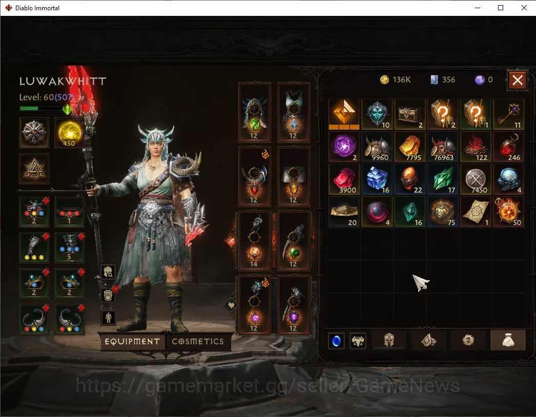 Diablo Immortal Accounts NA - High Heaven|CS ON|Lv60(507)|Druid|CR 33k|Reso image 9