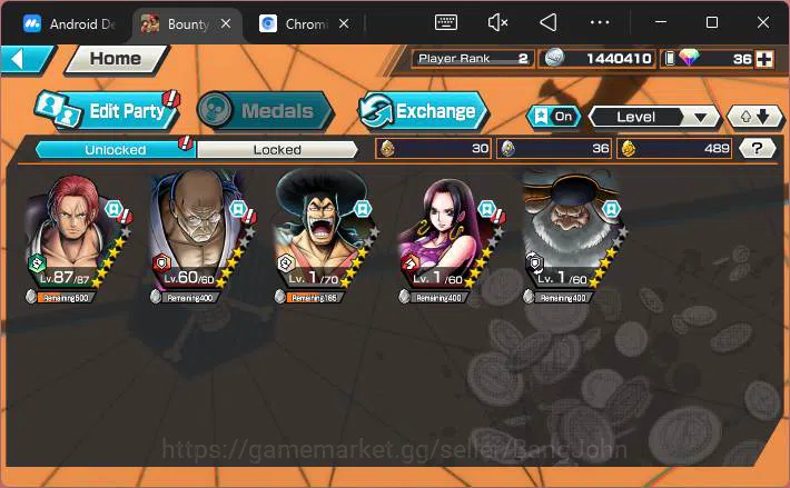 One Piece Bounty Rush Accounts Others GLOBAL|EX 3|PR 2|Red Shank,T5E St.Nusjuro+St.Saturn,etc|Log Bandai|Check SS|OPBR203 2
