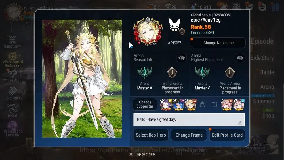 Epic Seven Accounts GLOBAL Unverif|7 ML(MonarchS Iseria,BysHwayoung,St image 2