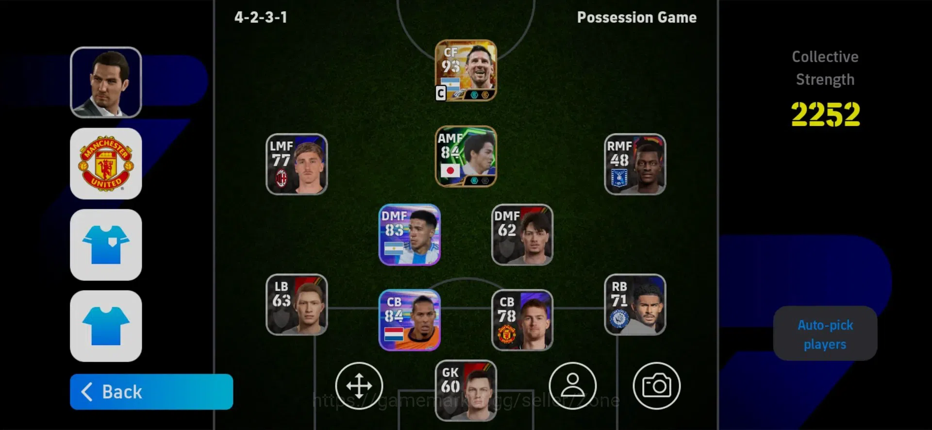 eFootball Accounts Meta Player Mobile|PW 2252|BT Lionel Messi| Virgil van Dijk, Enzo Fernández, Shinji Ono, Can 1