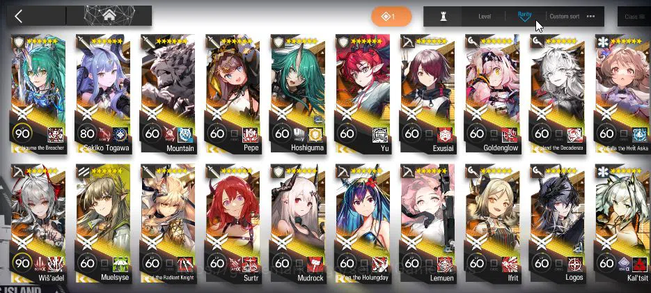 Arknights High-End Lv 82|231 OP+18 Skin|74k Oru+Collab Ave Mujicca|11 image 1