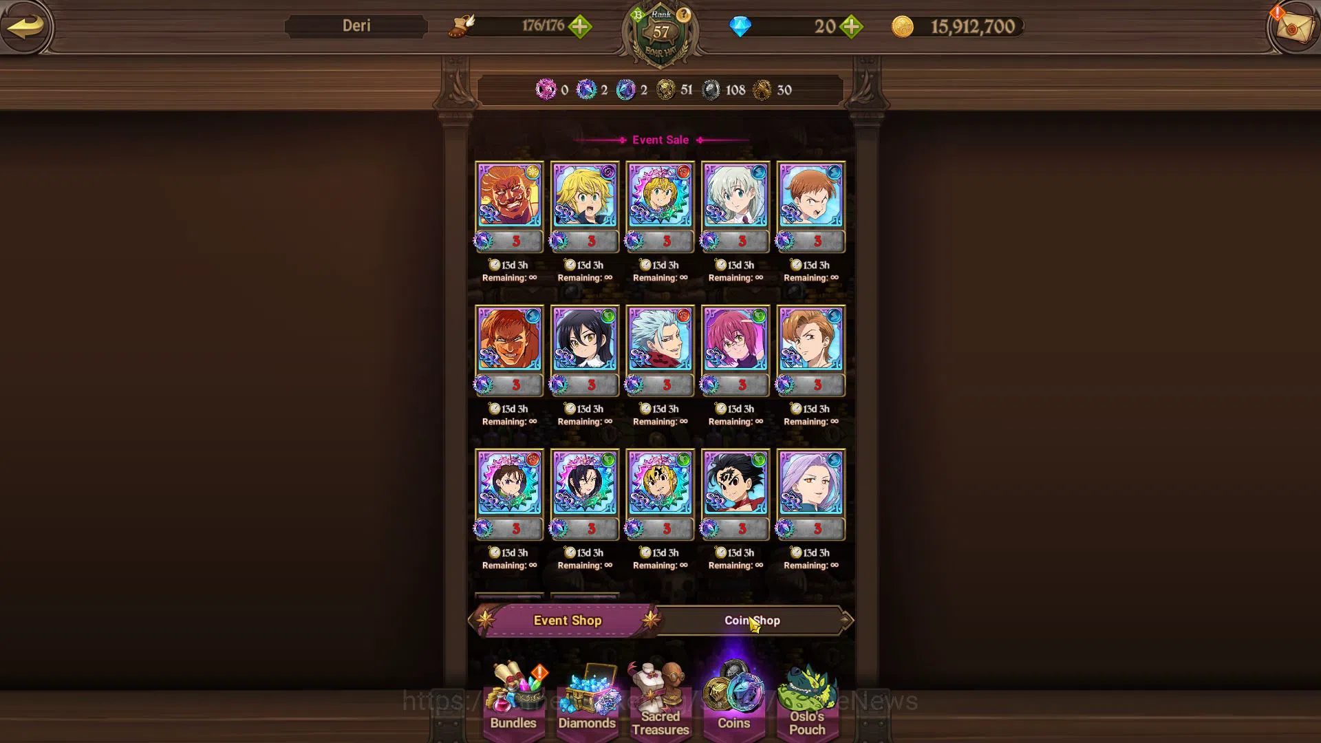 The Seven Deadly Sins: Grand Cross Accounts Global|1 M CC|Starter Ch4|4 UR| Salos, Oppressor D image 9