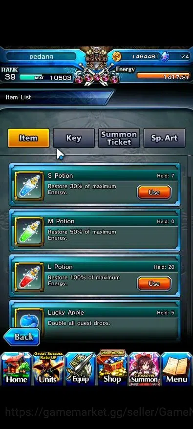 Grand Summoners Accounts Global|74 cc|Rank 39|3 Ascend+1 TW|2x Youmu Konpak image 2