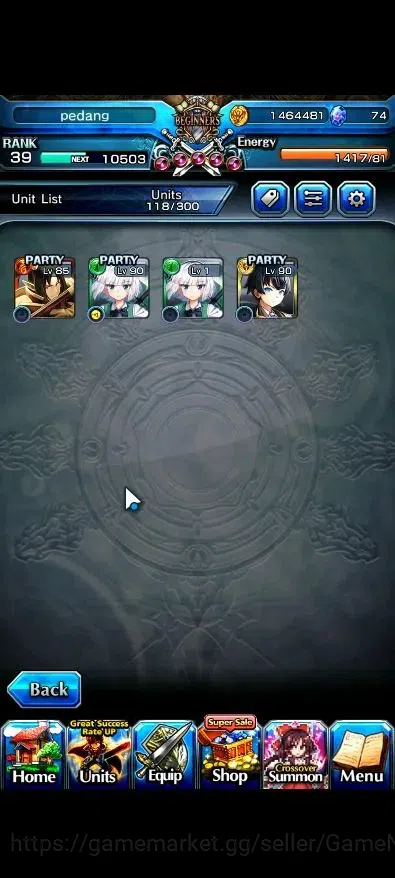 Grand Summoners Accounts Global|74 cc|Rank 39|3 Ascend+1 TW|2x Youmu Konpak image 4