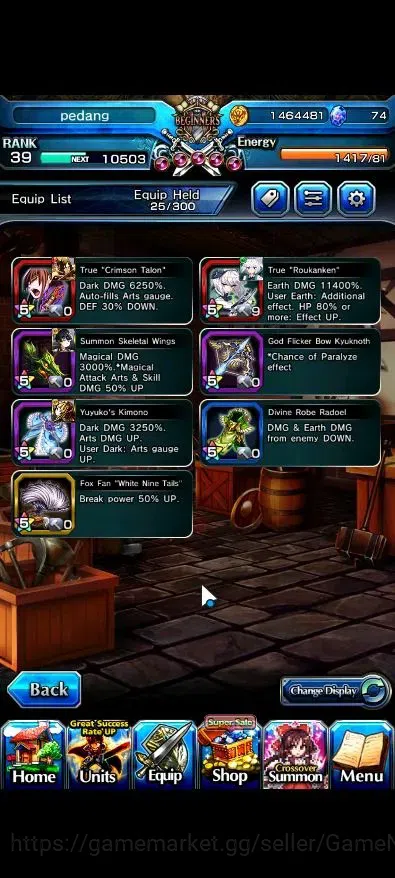 Grand Summoners Accounts Global|74 cc|Rank 39|3 Ascend+1 TW|2x Youmu Konpak image 9