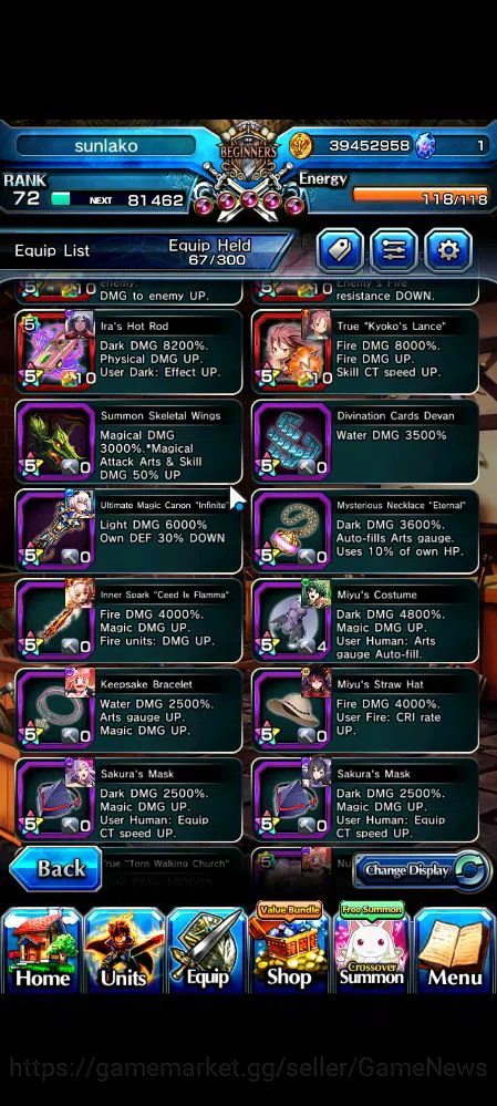 Grand Summoners Accounts Global|Rank 72|66 RGB|12 Ascend|Kyoko SakuraTW,Sum image 9