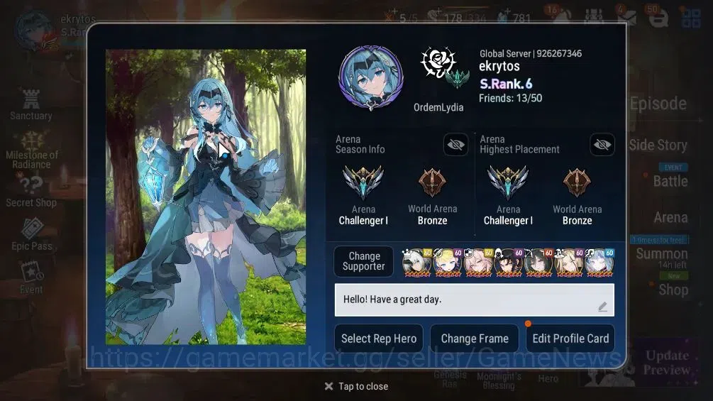 Epic Seven Accounts High-End GLOBAL UNVerif|16 ML(LOTScales,NM Luna,Har Setti,Etc)+Setsuka,PFByblis|AUTO ALL Hunt|SPD 292 2