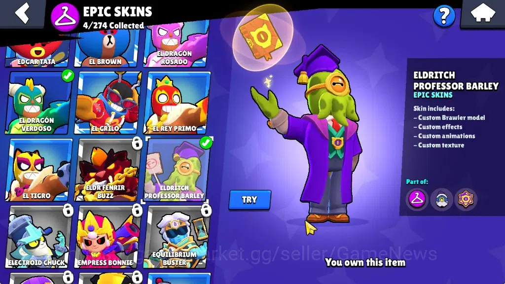 Brawl Stars Accounts 2091 Trophy|24 Brawlers 4 Max|5k PP|1 Prestige|1 Legendary(Mecha Edgar),1 Mythic(Gridiron Otis),4 15