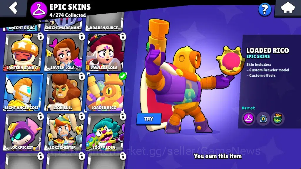 Brawl Stars Accounts 2091 Trophy|24 Brawlers 4 Max|5k PP|1 Prestige|1 Legendary(Mecha Edgar),1 Mythic(Gridiron Otis),4 16