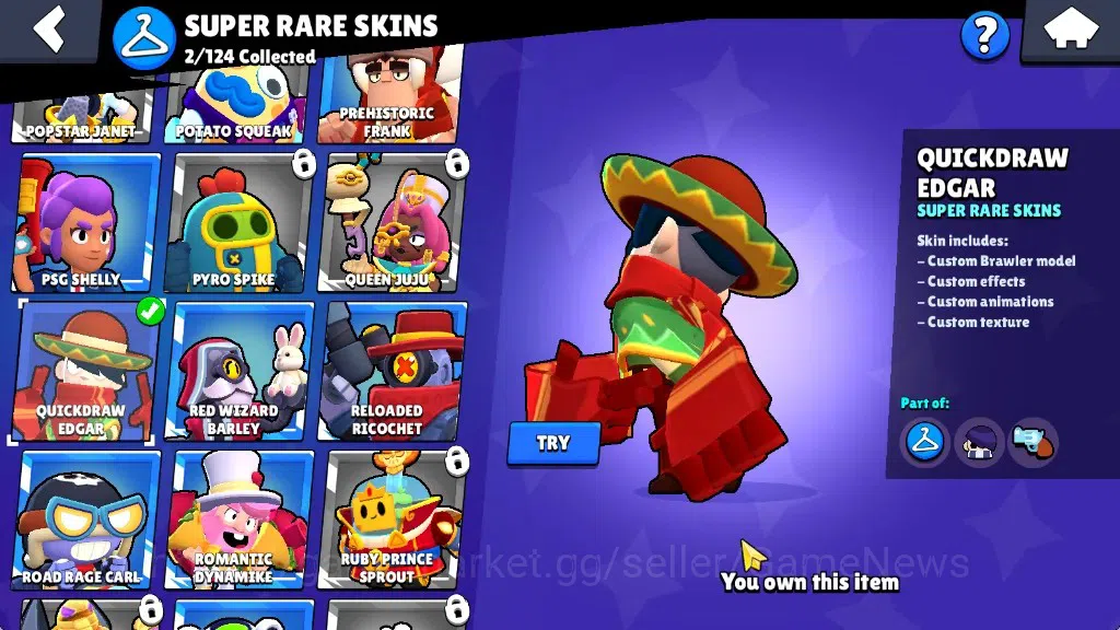 Brawl Stars Accounts 2091 Trophy|24 Brawlers 4 Max|5k PP|1 Prestige|1 Legendary(Mecha Edgar),1 Mythic(Gridiron Otis),4 18