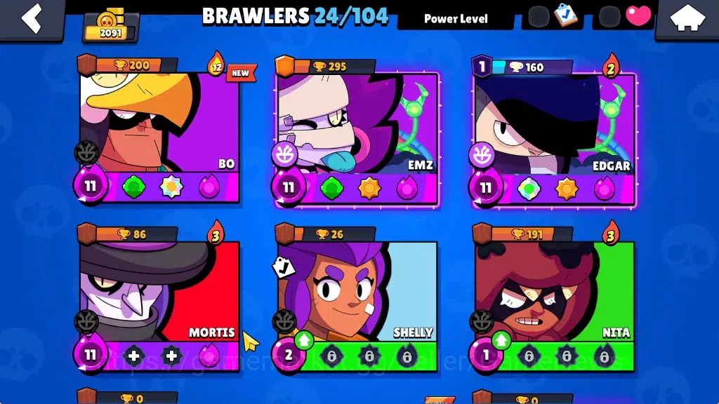 Brawl Stars Accounts 2091 Trophy|24 Brawlers 4 Max|5k PP|1 Prestige|1 Legendary(Mecha Edgar),1 Mythic(Gridiron Otis),4 7