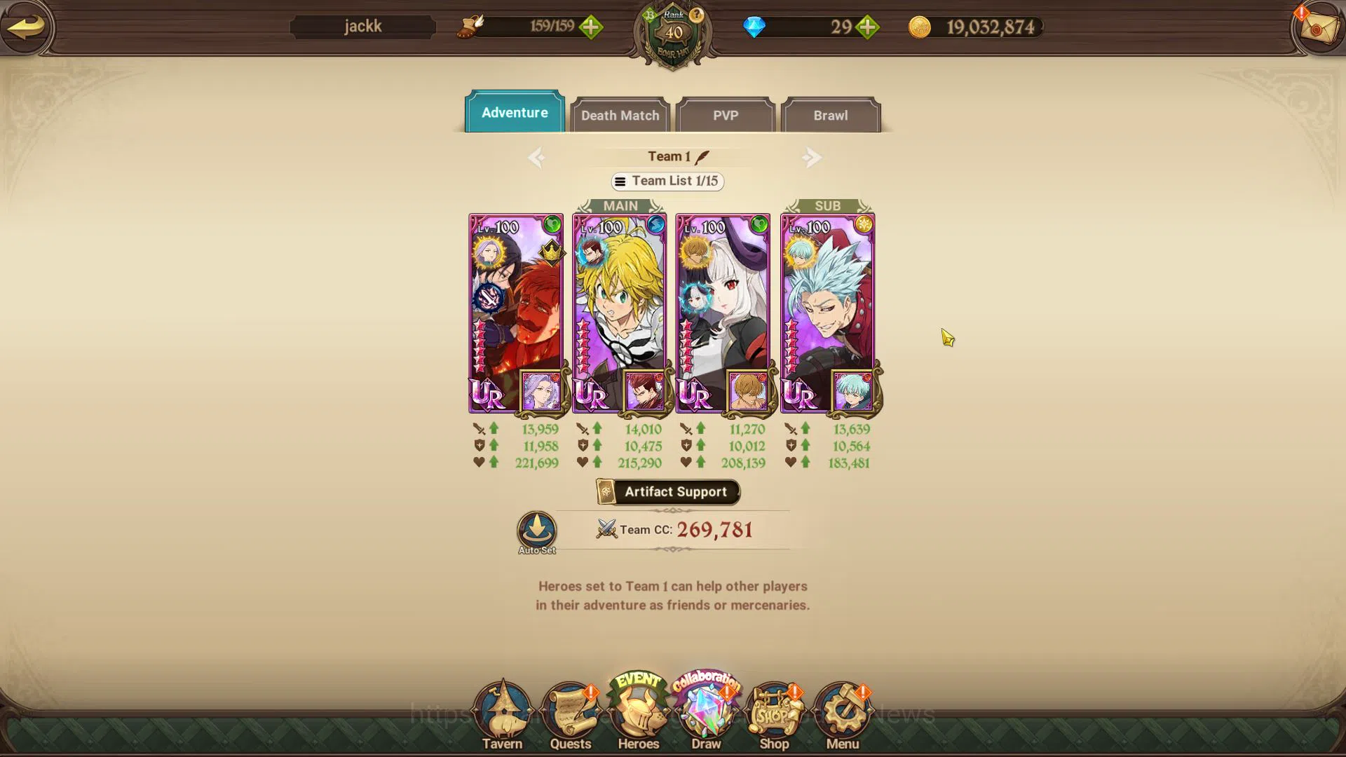 The Seven Deadly Sins: Grand Cross Accounts Midgame Asia|2M CC|4 UR|Merlin&Escanor 3/6,Demon King Meliodas2/6,Thor 4