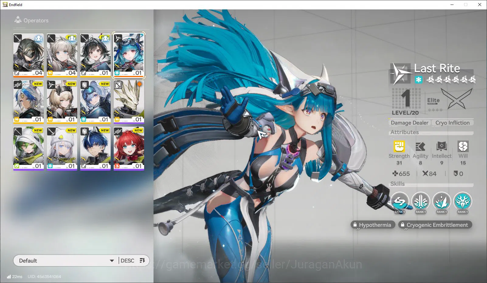 Asia Lv 2 | Fresh Starter Meta SSR (Last Rite) + 5 SR Character | Female MC |GrypLink| Take Mail | Check SS (END992) Arknights: Endfield Accounts Asia Lv 2 | Fresh Starter Meta SSR (Last Rite) + 5 image 1
