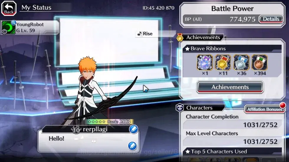 Bleach: Brave Souls Accounts [GLOBAL]52K Orbs|2 Ichigo Renewd NewVersion,TYBW25 image 2