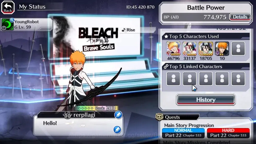 Bleach: Brave Souls Accounts [GLOBAL]52K Orbs|2 Ichigo Renewd NewVersion,TYBW25 image 3