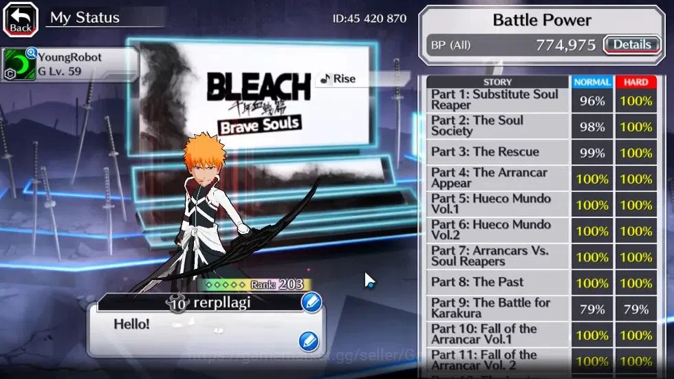 Bleach: Brave Souls Accounts [GLOBAL]52K Orbs|2 Ichigo Renewd NewVersion,TYBW25 image 4