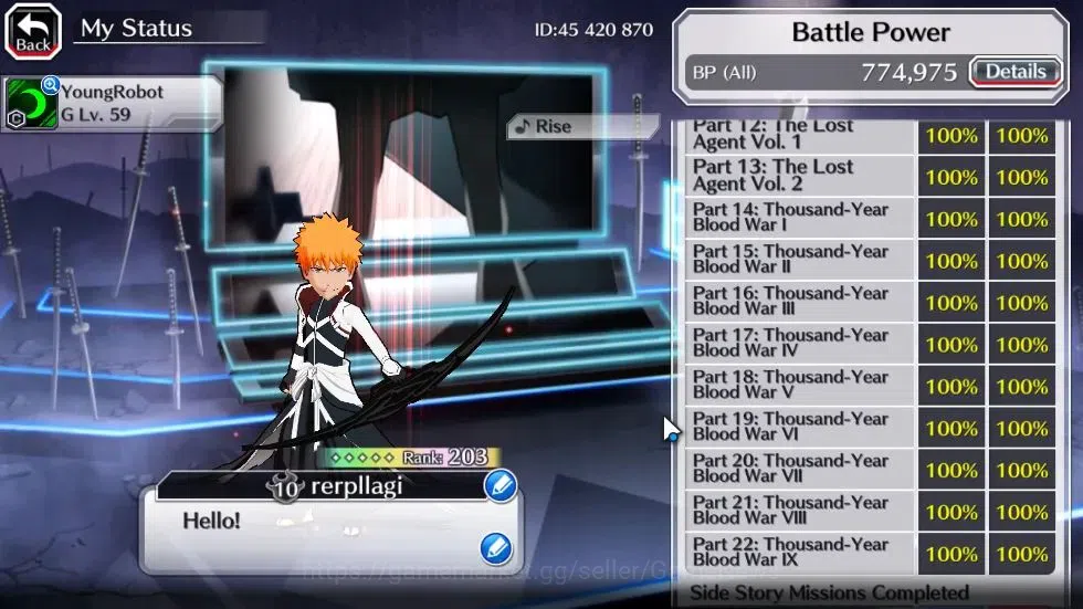 Bleach: Brave Souls Accounts [GLOBAL]52K Orbs|2 Ichigo Renewd NewVersion,TYBW25 image 5