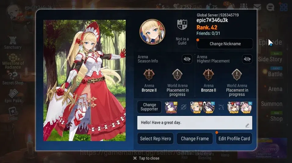 Epic Seven Accounts GLOBAL Unverif|NewEra|6 ML[LOTScales, BArunka,SSez image 2