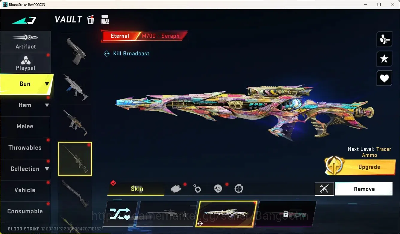 Blood Strike Accounts Collab Skin ASIA|1 Eternal Gun:M700-Seraph|Collab M82-The First Geberation Vice-President[TR]|1 2