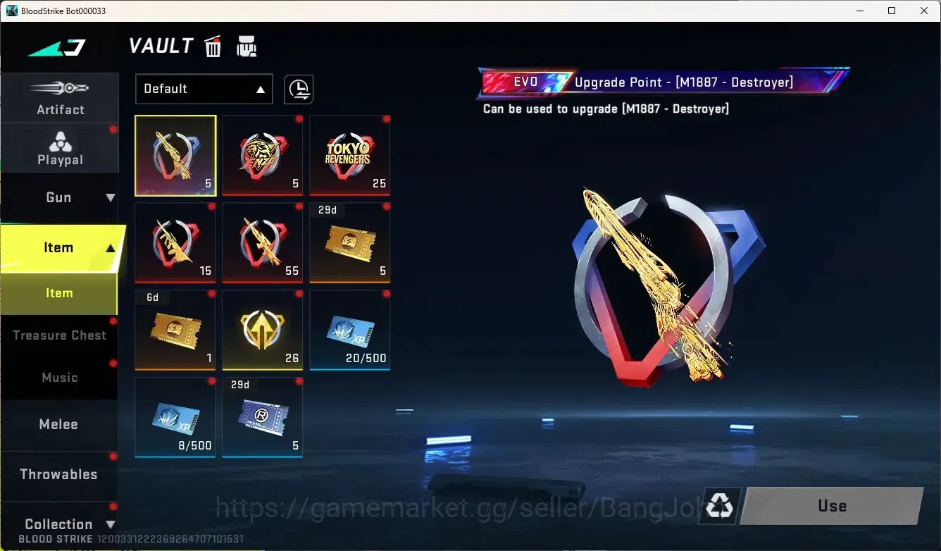Blood Strike Accounts Collab Skin ASIA|1 Eternal Gun:M700-Seraph|Collab M82-The First Geberation Vice-President[TR]|1 5