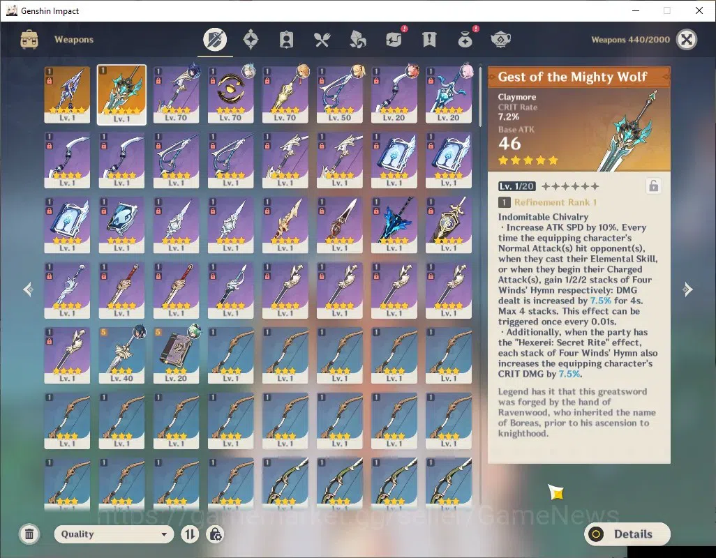 Genshin Impact Accounts ASIA|AR 46|All Unset|2 Limited+2 (*5Weapon)|Linnea image 6