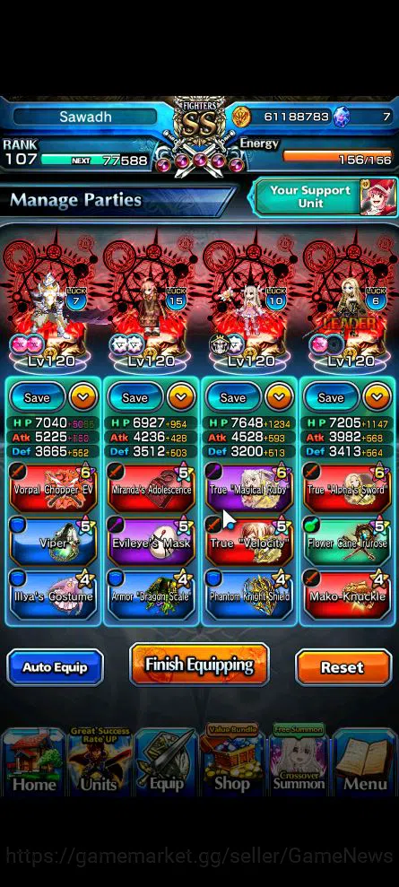 Grand Summoners Accounts Global|Rank 107|16 Ascend|Sunraku,Oikatzo[Momo,Alp image 4