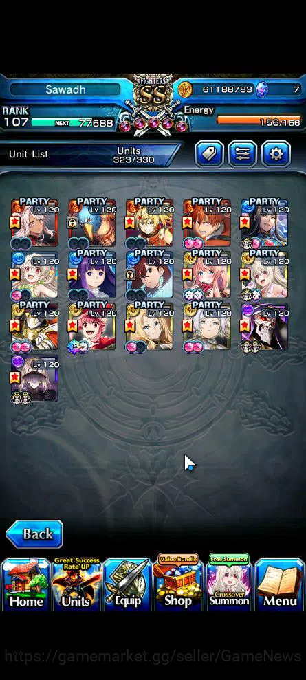 Grand Summoners Accounts Global|Rank 107|16 Ascend|Sunraku,Oikatzo[Momo,Alp image 5
